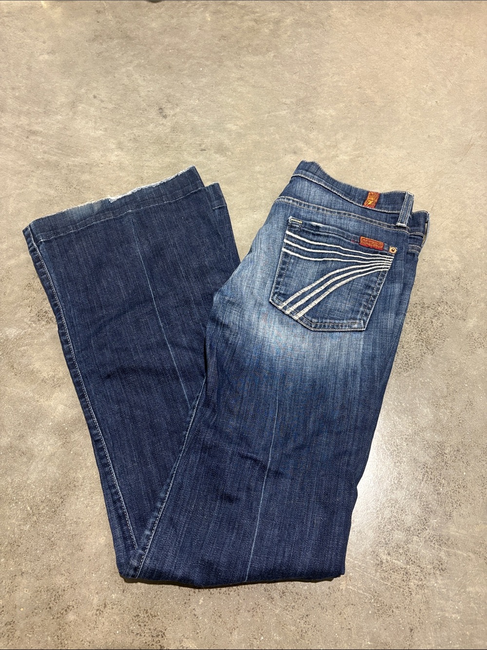 7 For All Mankind Women's Blue Bootcut Jeans Lowrise
